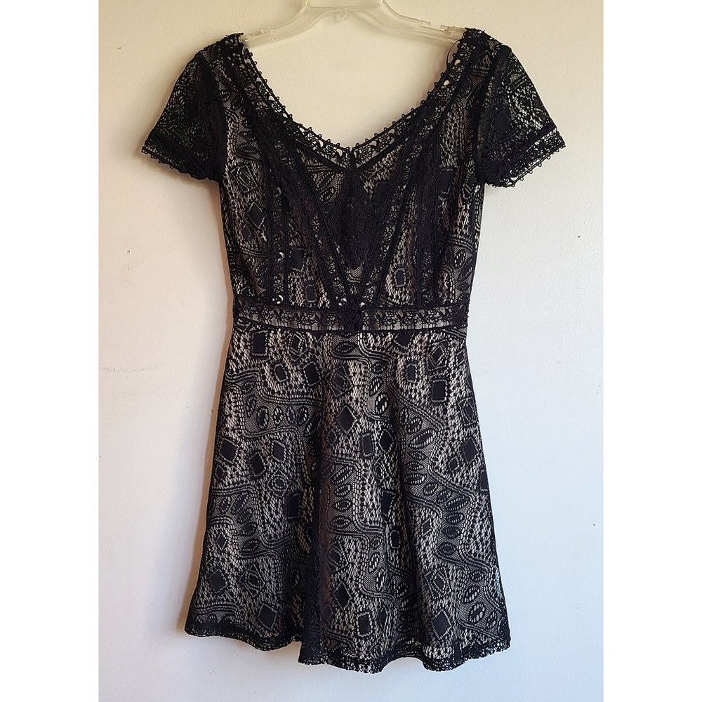 American Rag Black Lace Dress with Nude Lining